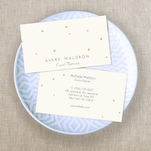 Simple Elegant Gold Stars Event Planner Cream Business Card