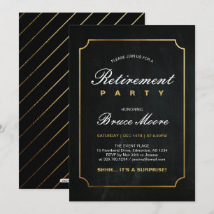 Simple Elegant Gold Surprise Retirement Party Invitation