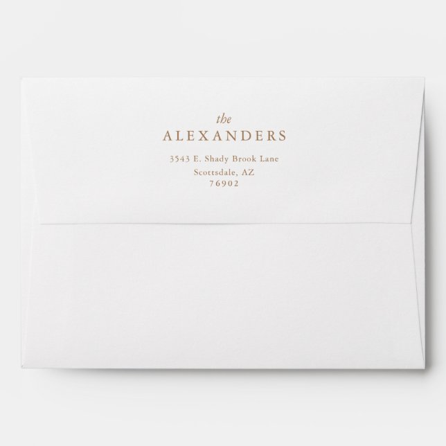 Simple & Elegant Gold Text Return Address Envelope (Back (Top Flap))