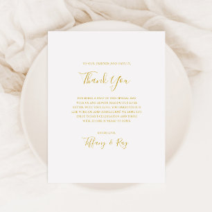 Simple Elegant Gold Thank You Reception Card