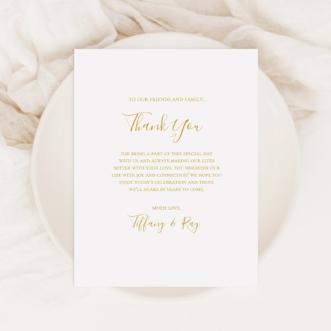Simple Elegant Gold Thank You Reception Card (Creator Uploaded)