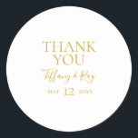 Simple Elegant Gold Thank You Wedding Sticker<br><div class="desc">This simple elegant gold thank you wedding sticker is perfect for your modern minimalist white and gold wedding. The design features minimal contemporary gold font accompanied by formal calligraphy. Keep it as is,  or choose to personalise it with your own artwork or photos!</div>