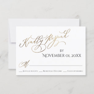 Simple, Elegant, Gold Type Kindly Respond RSVP Card