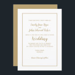 Simple Elegant Gold Typography and Frame Wedding Invitation<br><div class="desc">Minimalist wedding design with gold typography and frame with easily personalised text,  and gold continues on the reverse.  The background and text colours can be changed if you so wish.</div>