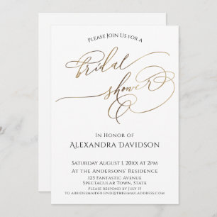 Simple Elegant Gold Typography Bridal Shower Invitation