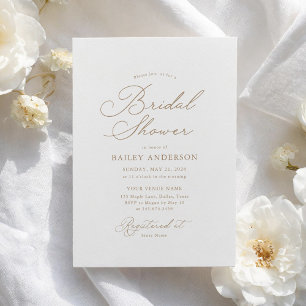 Simple Elegant Gold Typography Bridal Shower Invitation