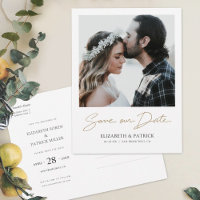 Simple Elegant Gold Typography Photo Save the Date