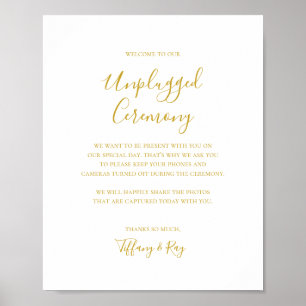 Simple Elegant Gold Unplugged Ceremony Sign