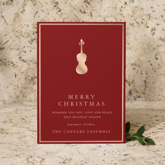 Simple Elegant Gold Violin Musical Christmas Holiday Card (Creator Uploaded)