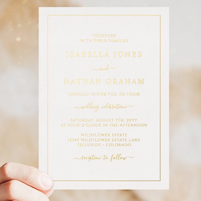 Simple Elegant Gold Wedding (Simple Elegant Gold Wedding Foil Invitation by Painted Paperie
)