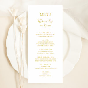 Simple Elegant Gold Wedding Dinner Menu