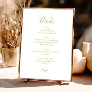 Simple Elegant Gold Wedding Drinks Menu Sign