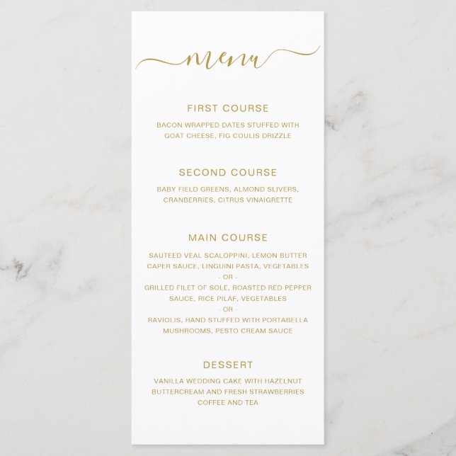 Simple Elegant Gold Wedding Menu (Front)