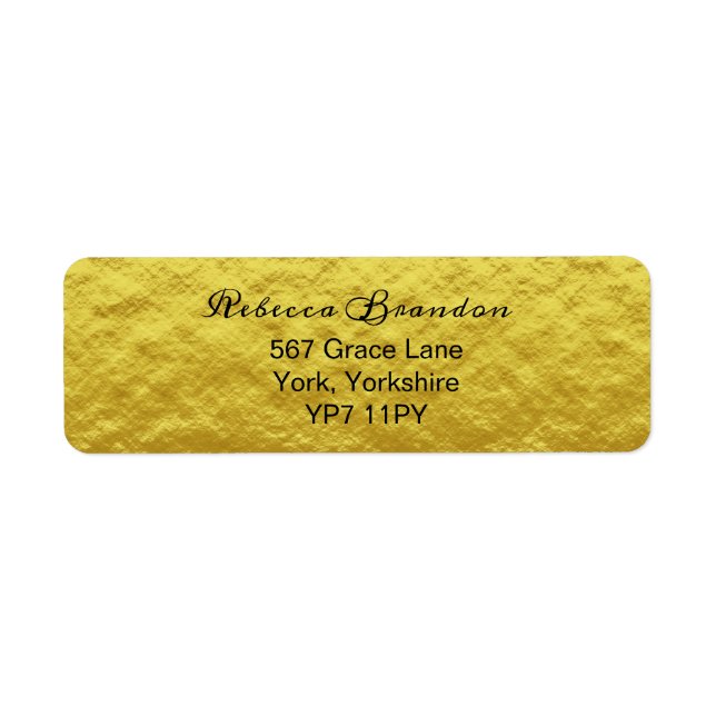 Simple Elegant Gold Wedding Return Address Label (Front)