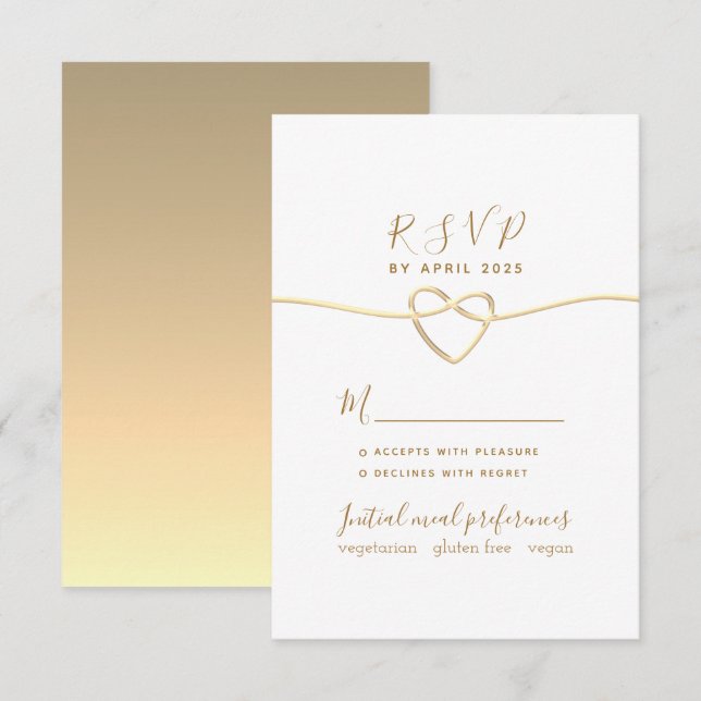 Simple Elegant Gold Wedding RSVP Card (Front/Back)