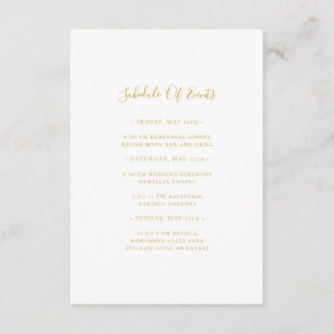 Simple Elegant Gold Wedding Schedule of Events Enclosure Card