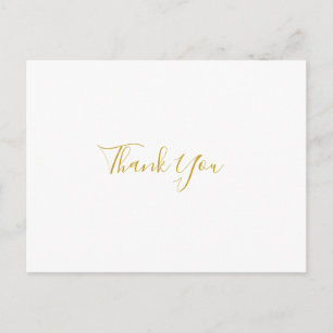 Simple Elegant Gold Wedding Thank You Postcard