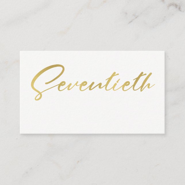 SIMPLE ELEGANT GOLD WHITE TYPOGRAPHY 70 BIRTHDAY PLACE CARD (Front)