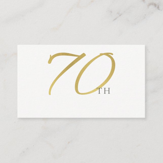 SIMPLE ELEGANT GOLD WHITE TYPOGRAPHY 70 BIRTHDAY PLACE CARD (Front)