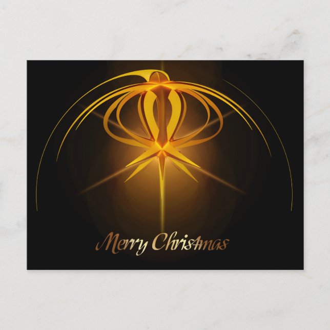 Simple Elegant Golden Advent Star Merry Christmas Holiday Postcard (Front)