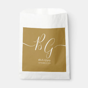 Simple Elegant Golden Initials Wedding Favour Bags