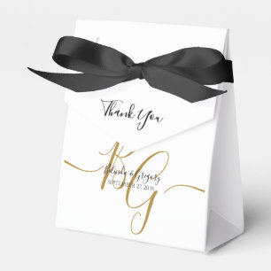 Simple Elegant Golden Initials Wedding  Favour Box