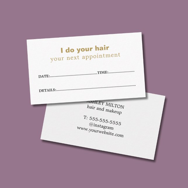 Simple Elegant Golden White Beauty Appointment Card (Creator Uploaded)