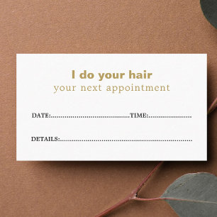 Simple Elegant Golden White Beauty Appointment Card