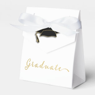 Simple Elegant Grad Hat Gold Graduate Favour Box