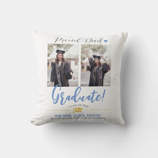Simple Elegant Graduation gold Cap Thanks Script  Cushion (Front)