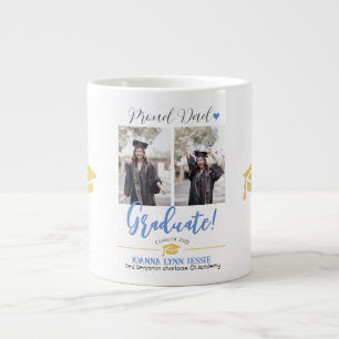 Simple Elegant Graduation gold Cap Thanks Script Large Coffee Mug