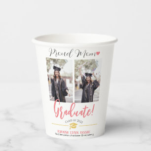 Simple Elegant Graduation gold Cap Thanks Script  Paper Cups