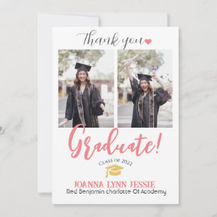 Simple Elegant Graduation gold Cap Thanks Script T Thank You Card