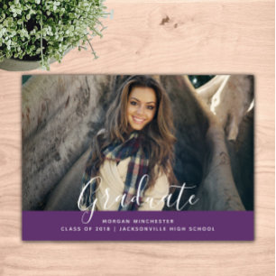 Simple Elegant Graduation Invite   Purple