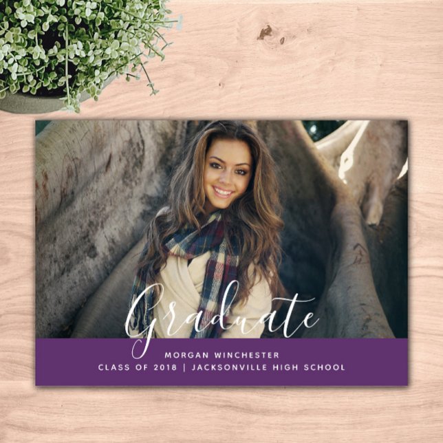 Simple Elegant Graduation Invite | Purple (Purple Simple Elegant Graduation Announcement)