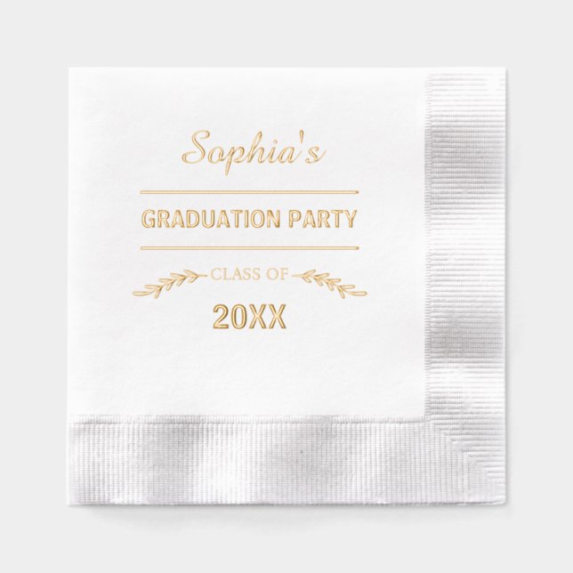 Simple Elegant Graduation Party Foil Napkins (Front)