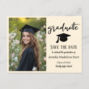Simple Elegant Graduation Save The Date Photo Postcard