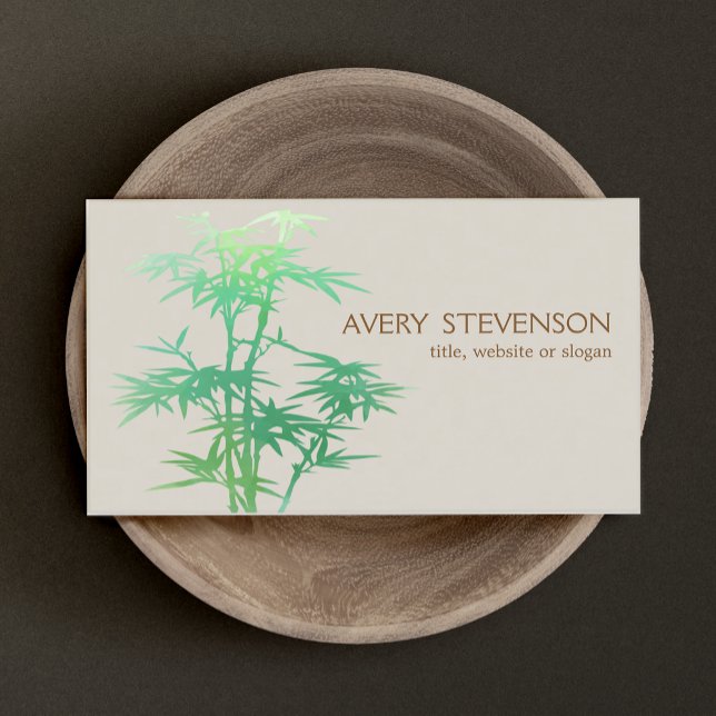 Simple Elegant Green Bamboo Nature Health Spa Business Card (Creator Uploaded)