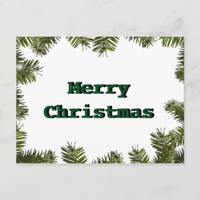 Simple Elegant Green Leaf Decor Merry Christmas Holiday Postcard (Front)