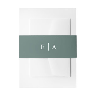 Simple Elegant Green Monogram Wedding Invitation Belly Band