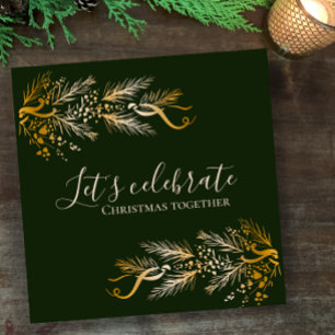 Simple Elegant Green Personalised Christmas Party Invitation