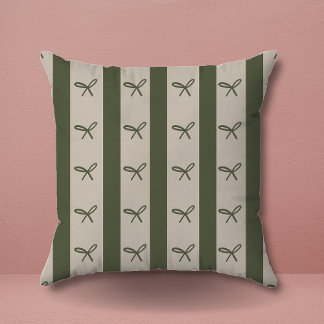 Simple Elegant Greenery Coquette Bows Pattern Cushion