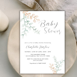 Simple Elegant Greenery Eucalyptus Baby Shower Invitation