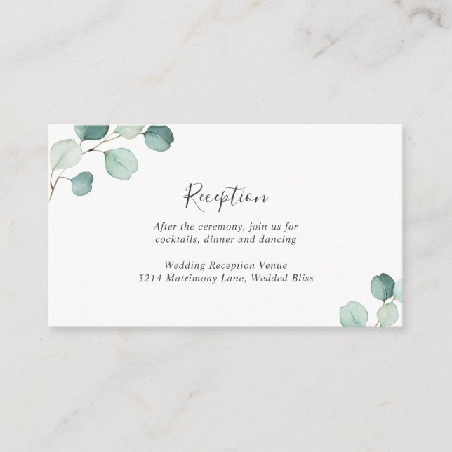 Simple Elegant Greenery Rustic Eucalyptus Wedding Enclosure Card (Front)