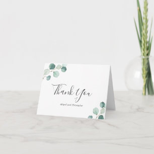 Simple Elegant Greenery Rustic Eucalyptus Wedding Thank You Card