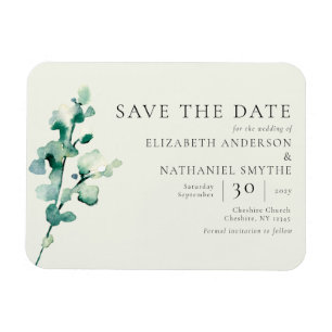 Simple Elegant Greenery Save The Date Wedding Magnet