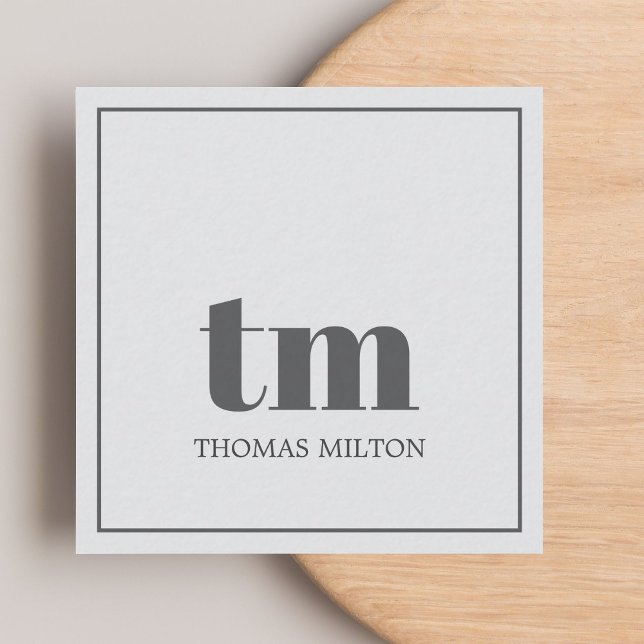 Simple Elegant Grey Bold Monogram Consultant Square Business Card (Creator Uploaded)