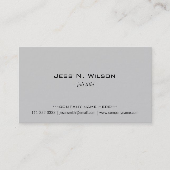 Simple, elegant grey business cards. card (Front)