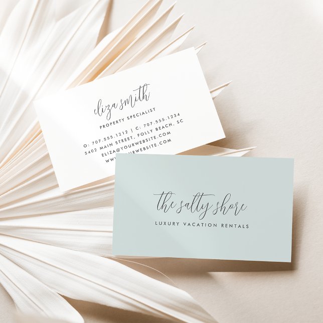 Simple Elegant Grey Calligraphy Script Business Card (Creator Uploaded)