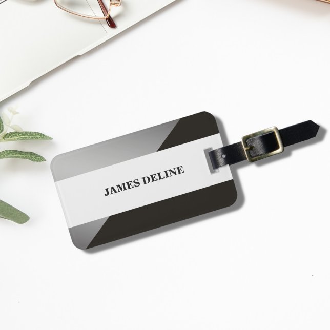 Simple Elegant Grey FAUX Silver Luggage Tag (Creator Uploaded)